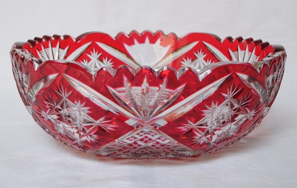 Baccarat crystal salad bowl / cup / trinket bowl, red overlay cut crystal