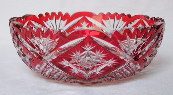 Baccarat crystal salad bowl / cup / trinket bowl, red overlay cut crystal