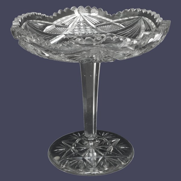 Coupe à bonbons en cristal de Baccarat taillé, époque 1900, étiquette papier