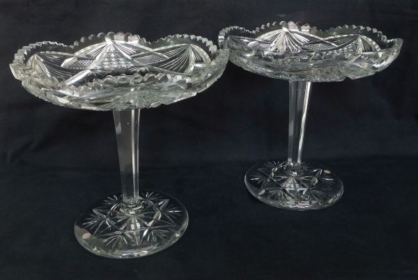 Coupe à bonbons en cristal de Baccarat taillé, époque 1900, étiquette papier