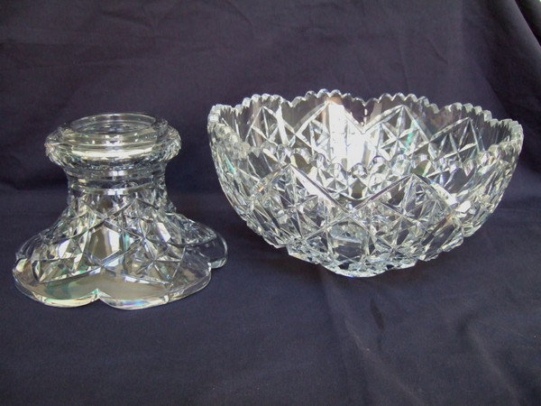 Stunning, rare Baccarat crystal fruit jar / table center piece, Juigne pattern