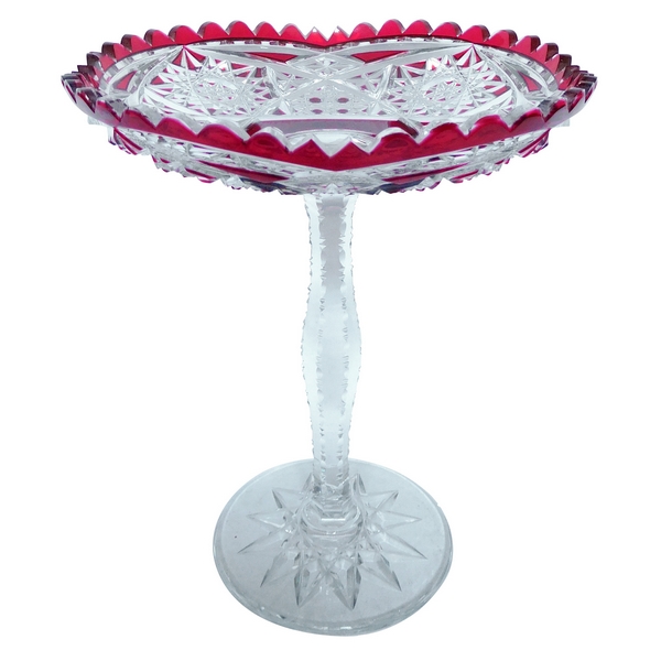 Baccarat crystal fruit bowl or candy cup, red overlay crystal