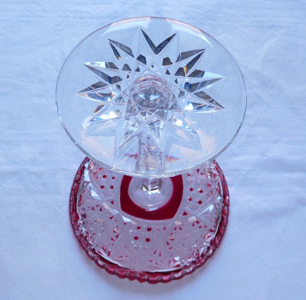 Baccarat crystal fruit bowl or candy cup, red overlay crystal