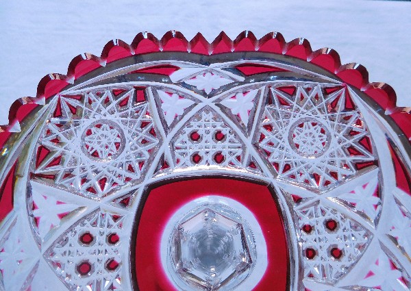 Baccarat crystal fruit bowl or candy cup, red overlay crystal