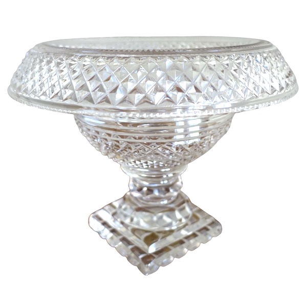 Le Creusot : coupe compotier, centre de table en cristal taillé, époque Empire Restauration