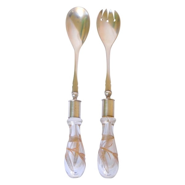 Baccarat crystal salad serving set, Art Nouveau production (early 20th century)