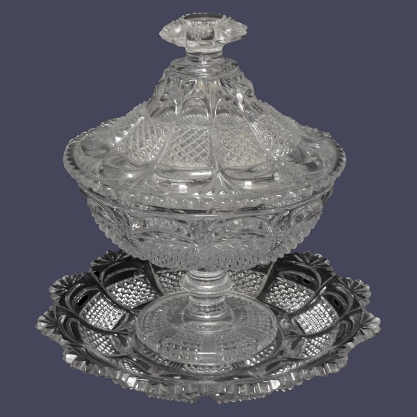 Baccarat / Le Creusot crystal candy pot, 19th century circa 1830-40