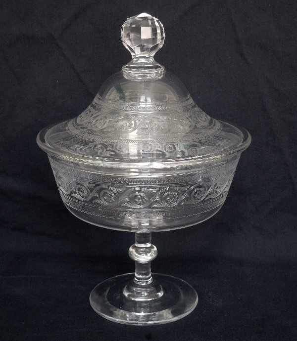 French antique Baccarat crystal candy box or jam or sugar pot