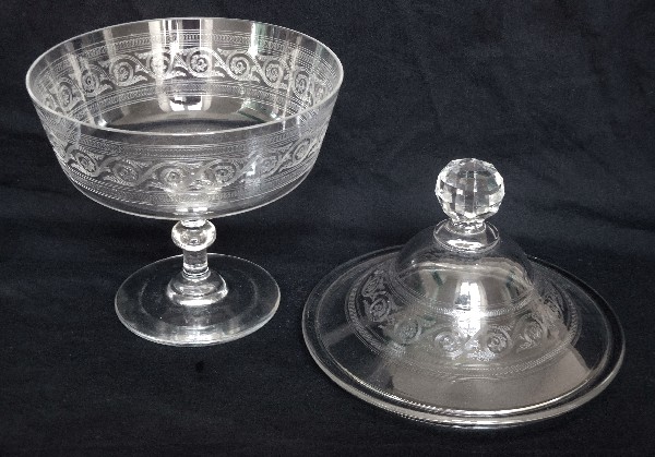 Drageoir en cristal de Baccarat, modèle Gravure Athénienne