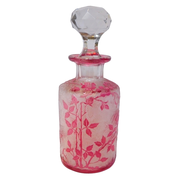 Flacon à parfum en cristal de Baccarat, modèle Eglantier rose - 14cm