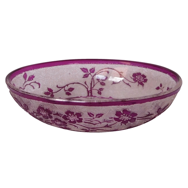 Porte-savon en cristal de Baccarat, modèle Eglantier violet