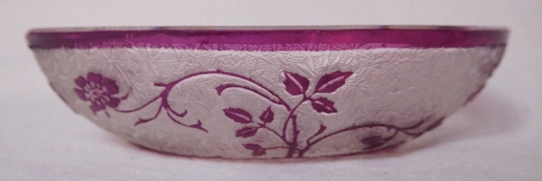 Baccarat crystal soap dish, Eglantier pattern, purple overlay crystal