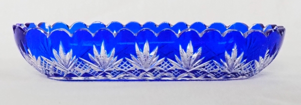 Baccarat crystal pin box, cobalt blue overlay crystal, Douai pattern