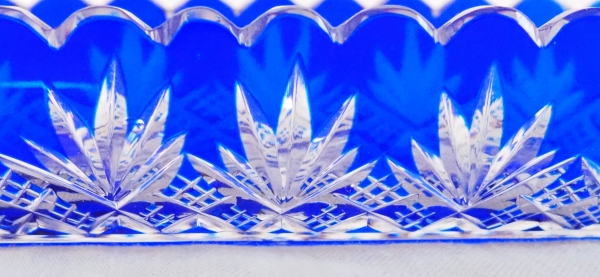 Baccarat crystal pin box, cobalt blue overlay crystal, Douai pattern