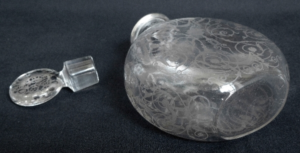 Flacon à parfum en cristal de Baccarat, modèle Michelangelo, cerclage argent massif - 14cm