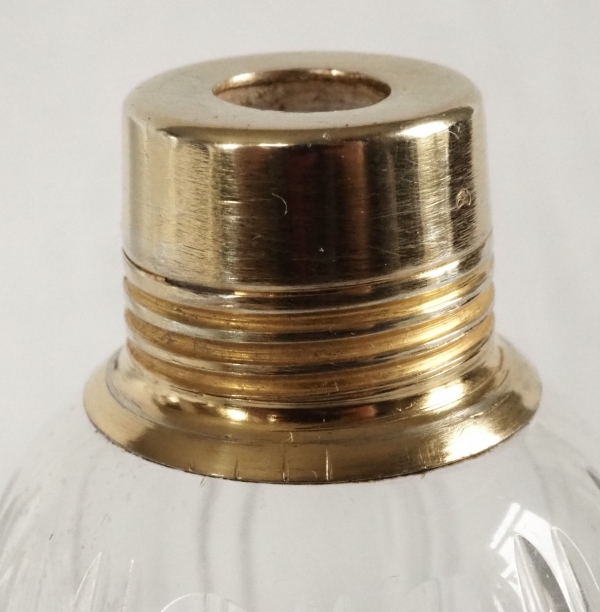 Couronne de Comte - flasque à alcool de chasse, monogramme M, cristal et argent massif Minerve
