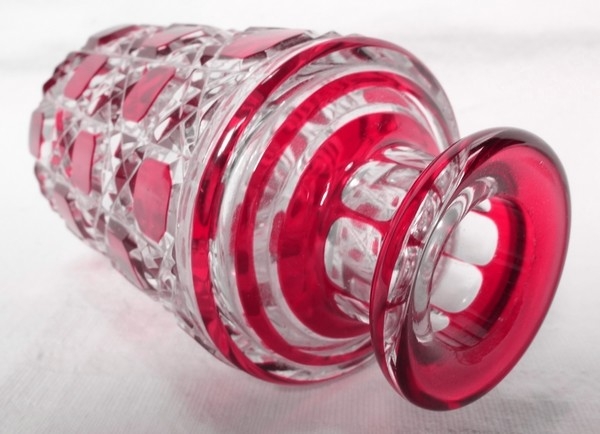 Baccarat crystal perfume bottle, pink overlay crystal