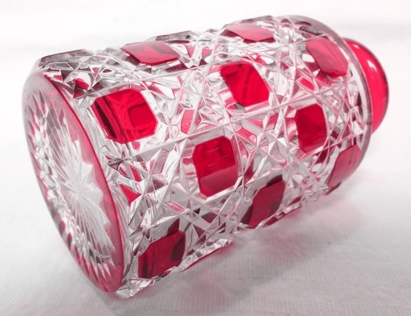 Flacon de toilette en cristal de Baccarat, modèle Pontarlier / Diamants Pierreries doublé rose - 14cm