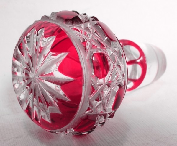 Flacon de toilette en cristal de Baccarat, modèle Pontarlier / Diamants Pierreries doublé rose - 14cm