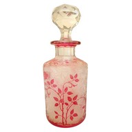 Baccarat overlay crystal perfume bottle, red Eglantier pattern - 15,5cm