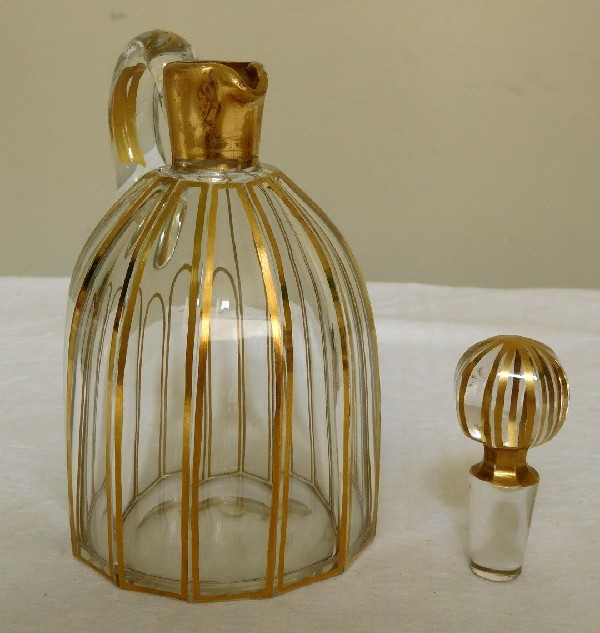 Baccarat crystal liquor decanter enhanced with fine gold, original paper sticker