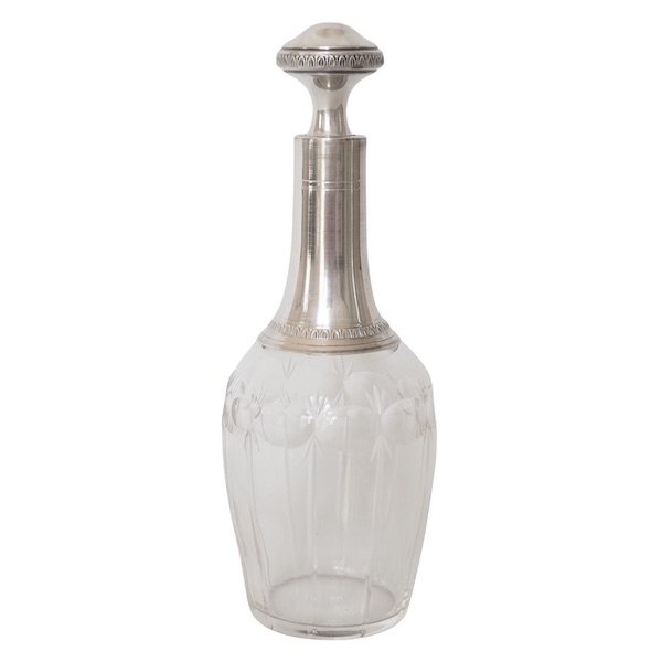 Baccarat crystal and sterling silver liquor bottle - Empire style, late 19th century