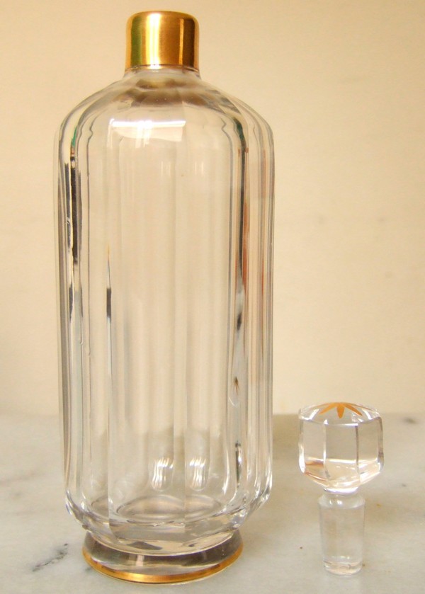 Carafe à liqueur en cristal de Baccarat doré à l'or fin, modèle Malmaison