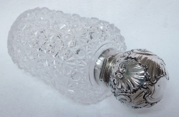 Baccarat crystal perfume bottle, sterling silver stopper, Paimpol pattern