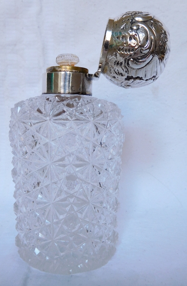 Baccarat crystal perfume bottle, sterling silver stopper, Paimpol pattern