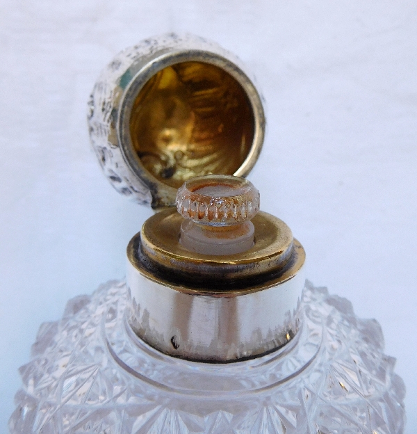 Baccarat crystal perfume bottle, sterling silver stopper, Paimpol pattern