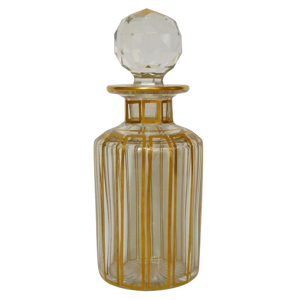Small Baccarat crystal perfume bottle gilt with fine gold - 10.2cm