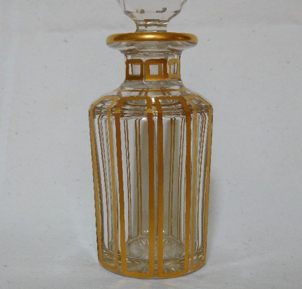 Small Baccarat crystal perfume bottle gilt with fine gold - 10.2cm