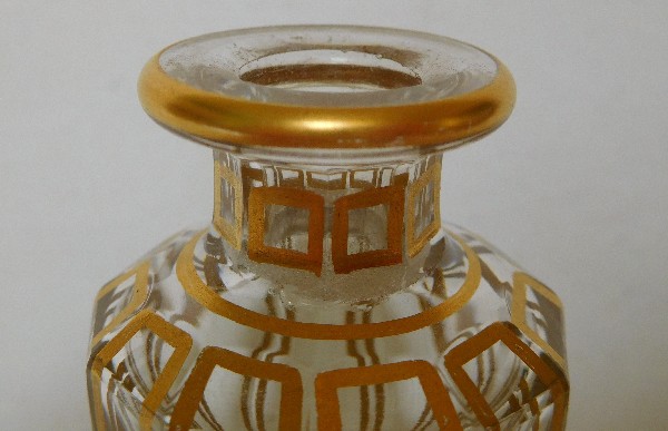 Small Baccarat crystal perfume bottle gilt with fine gold - 10.2cm