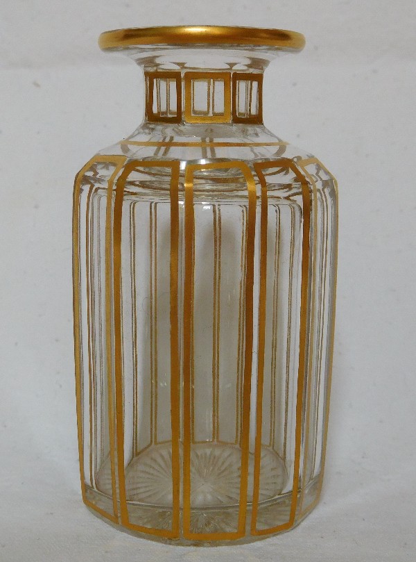 Small Baccarat crystal perfume bottle gilt with fine gold - 12cm