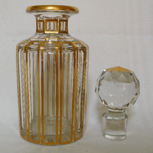 Tall Baccarat crystal perfume bottle gilt with fine gold - 15,7cm