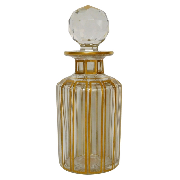 Tall Baccarat crystal perfume bottle gilt with fine gold - original sticker - 17,3cm