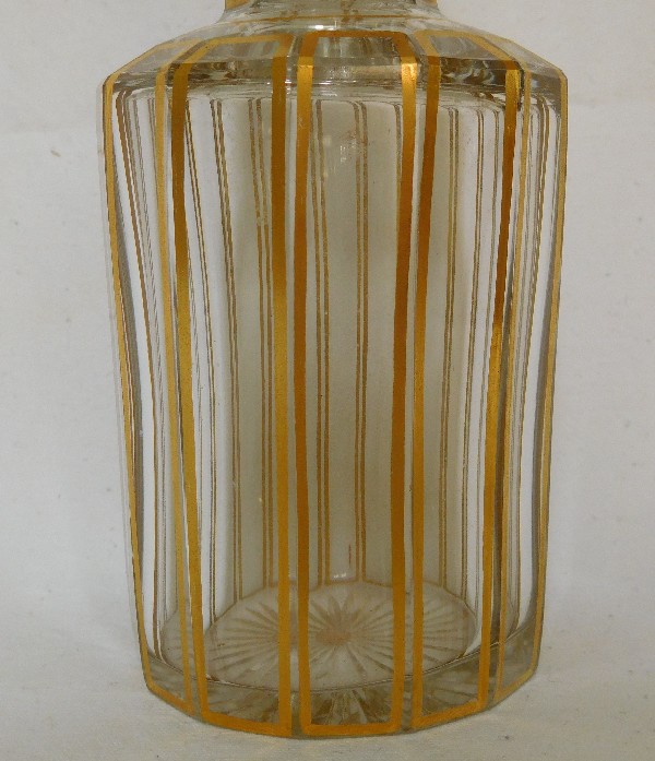 Tall Baccarat crystal perfume bottle gilt with fine gold - original sticker - 17,3cm