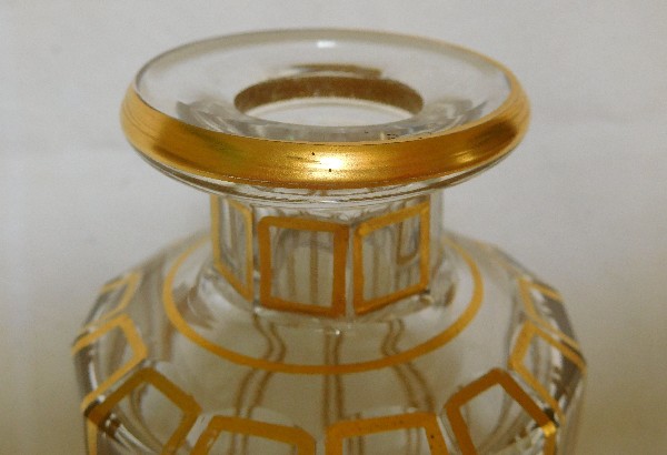 Tall Baccarat crystal perfume bottle gilt with fine gold - original sticker - 17,3cm