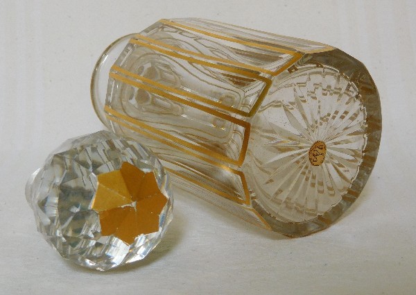 Tall Baccarat crystal perfume bottle gilt with fine gold - original sticker - 17,3cm