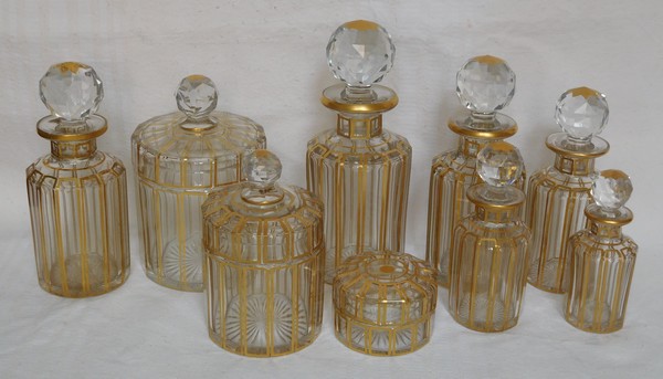 Tall Baccarat crystal perfume bottle gilt with fine gold - 20,5cm