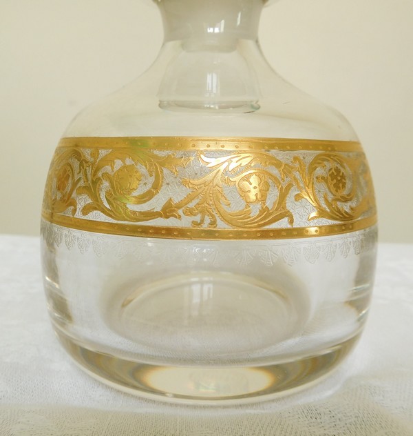 St Louis crystal perfume bottle, Thistle pattern - signed - 14cm