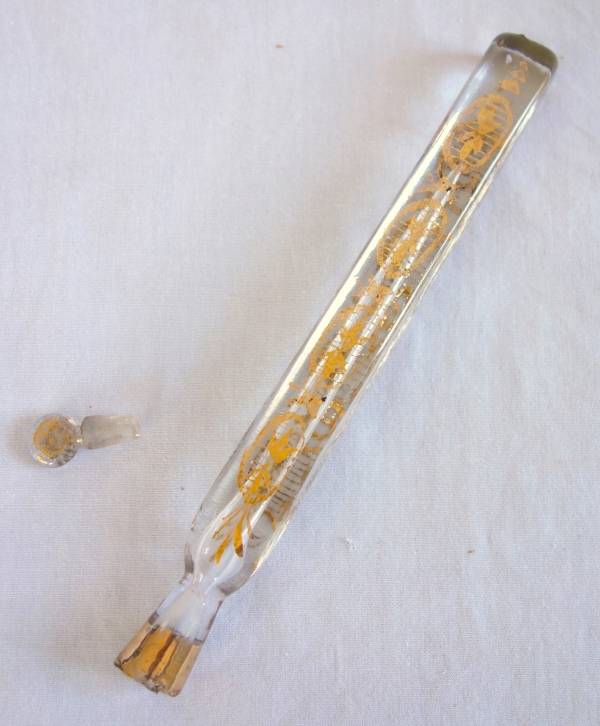 18th century gilt glass perfume bottle for travels
