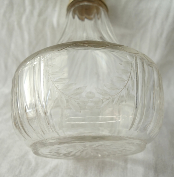 Baccarat crystal and sterling silver Louis XVI style liquor bottle, crown of Prince