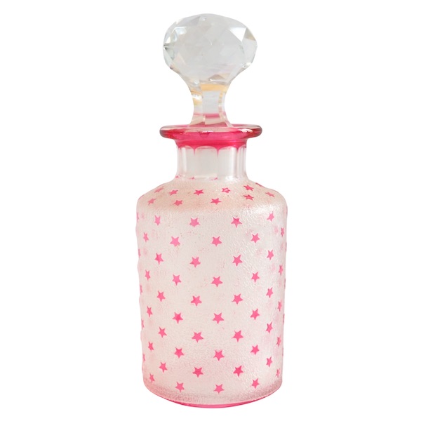 Baccarat crystal perfume bottle, Stella pattern - pink overlay crystal - 17.5cm