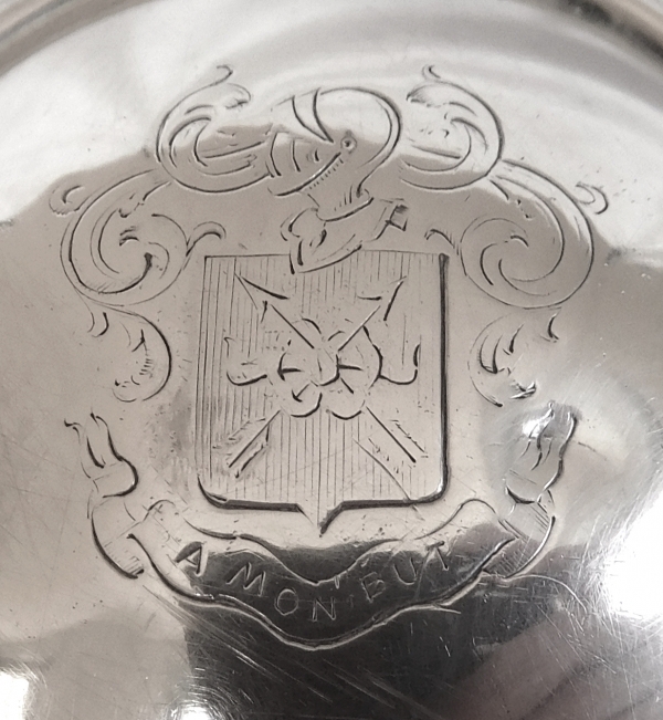 Baccarat crystal and sterling silver whisky bottle, coat of arms engraved - late 19th century