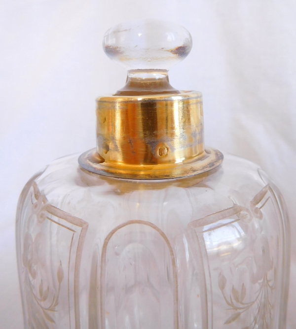 Carafe flacon à whisky couronne de Comte cristal de Baccarat et argent massif, poinçon Minerve