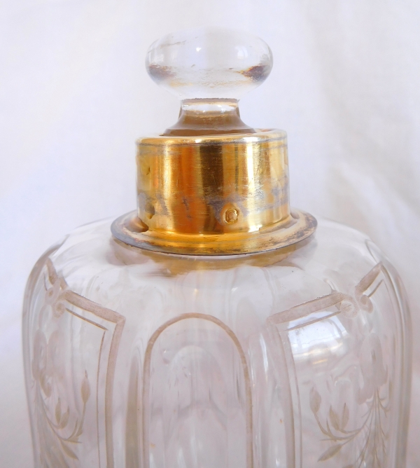 Carafe flacon à whisky couronne de Comte cristal de Baccarat et argent massif, poinçon Minerve