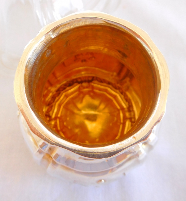 Carafe flacon à whisky couronne de Comte cristal de Baccarat et argent massif, poinçon Minerve
