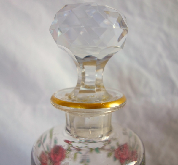 Garniture de toilette 5 pièces en cristal de Baccarat émaillé et doré - modèle Bouquet de Roses