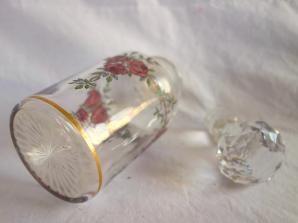 Garniture de toilette 5 pièces en cristal de Baccarat émaillé et doré - modèle Bouquet de Roses